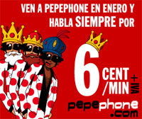 Pepephone inicia el año como Rey de las tarifas, 6 cént/min para siempre