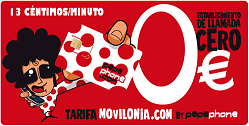 Tarifa Movilonia by Pepephone: 13 céntimos/minuto sin establecimiento