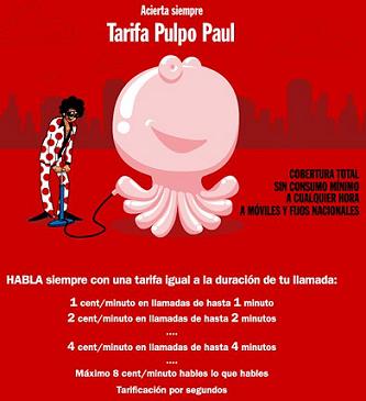 Tarifa Pulpo Paul : nueva oferta de Pepephone sin datos desde 1 cént/min