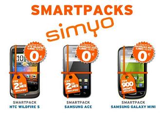 Simyo oferta "SmartPacks" subvencion de terminales con permanencia