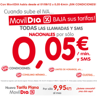 MovilDia reduce a la mitad su tarifa estándar desde septiembre