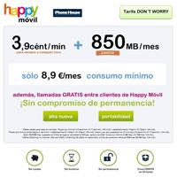 Happy Móvil añade una tarifa con la que despreocuparse de Internet móvil